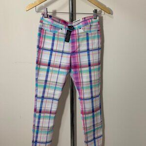 BNWT Hue Skimmer Madras Plaid Jeggings Women's S
